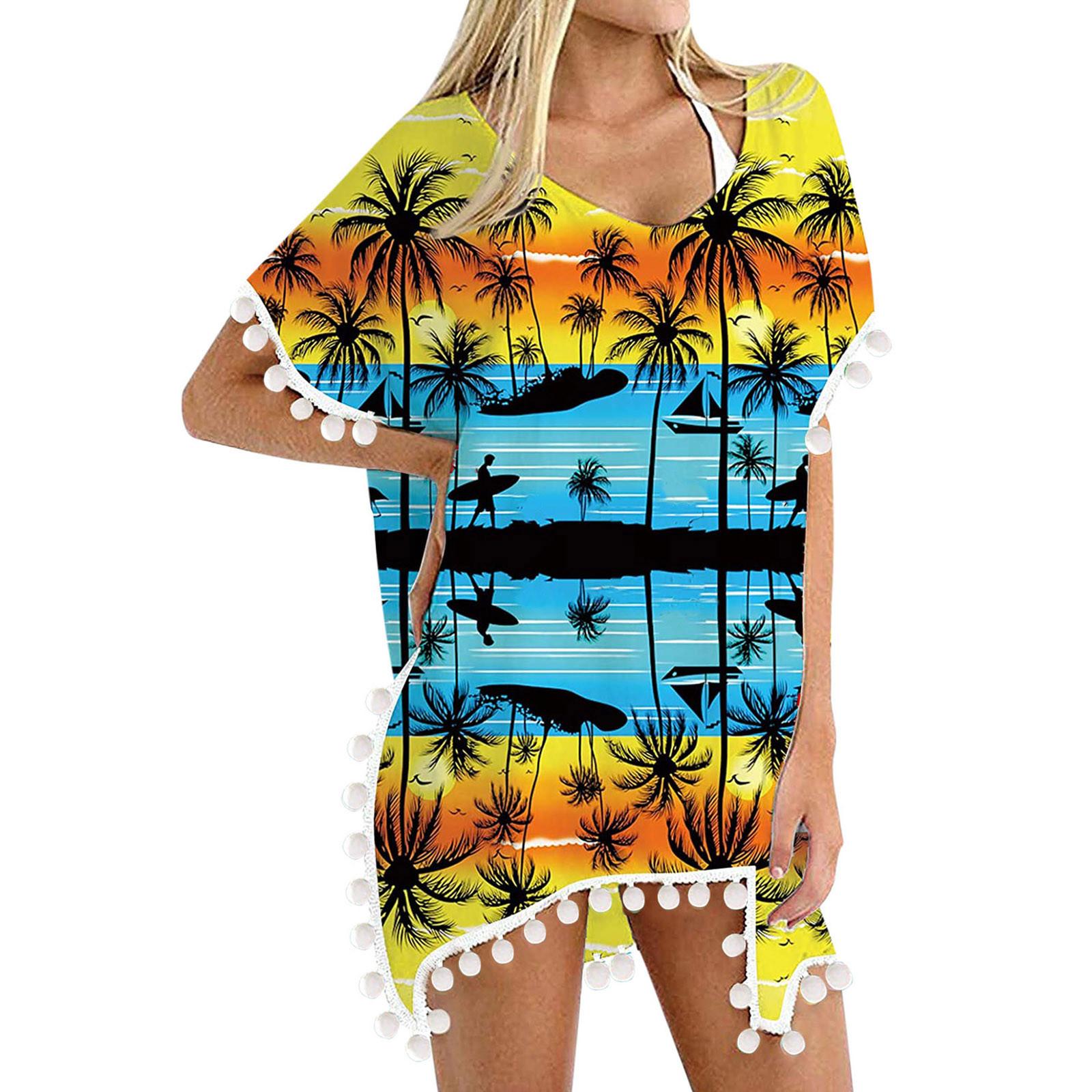 

Женская кафтановая шифоновая кисточка с кисточками, купальный костюм, пляжное свободное бикини, накидка, топы M жёлтый