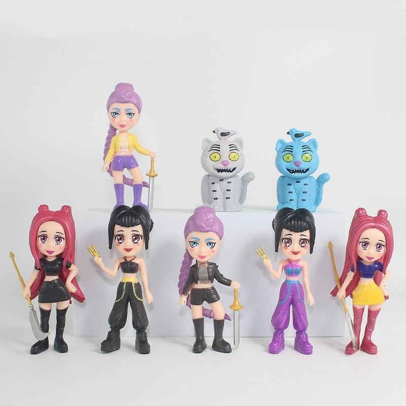 NEW  8pcs/Set Kpop Demon Hunters Anime Figure Toys Derpys Tiger Rumi Mira Zoey Sussy Figurine Doll For Fans Gift