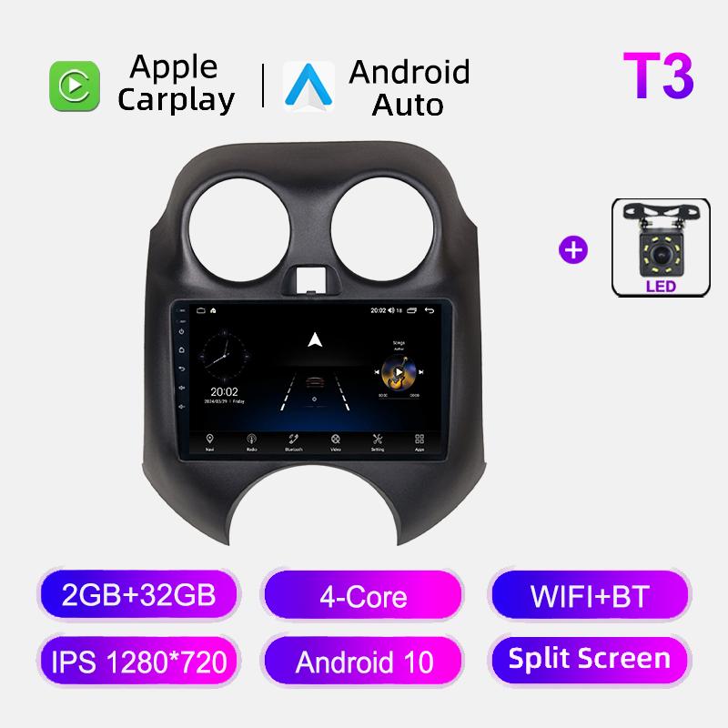 Android Carplay Auto For Nissan March K13 2010-2013 Car Radio Navigation GPS Head Unit BT Multimedia Video Player DSP Stereo