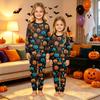 Family Matching Halloween Printed Loungewear Set with Long Sleeve Top and Pants for Parents and Kids