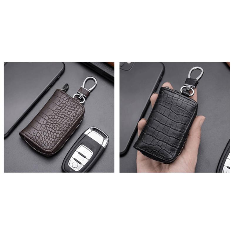 Car Keychain Cover Crocodile Pattern Men'S Keychain Leather Car Key Wallet Butler Key Storage Bag Zipper Key Bag Unisex Pouch