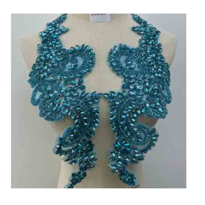 Designer's 3D Lace Floral Crystal Patch Hot-Fix Glass Applique for Tight Dress with Loose Rhinestones