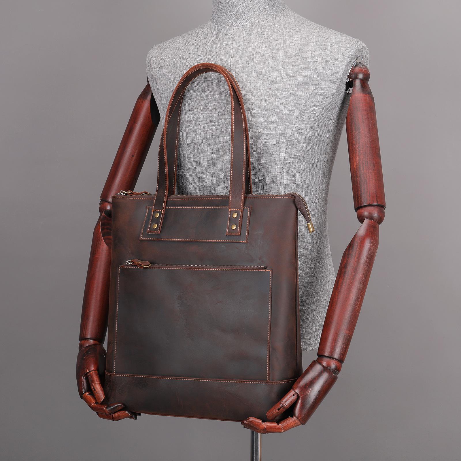 

Повседневная мужская сумка-портфель в стиле ретро из натуральной кожи, вместительная сумка для дальних поездок из коровьей кожи кофейный