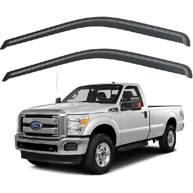 Window Rain Guards Shield For 1999-2016 Ford F250 F350 F450 F550 Super Duty, Out-Channel Window Wind Deflectors Shades For 2000-2016 F650 F750
