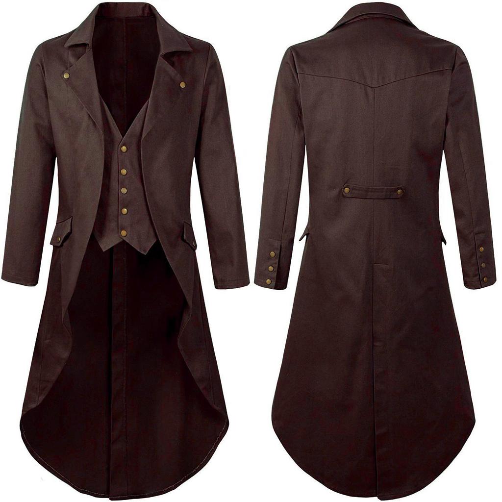 2022 Men's Gothic Steampunk Long Tailcoat Performance Costume
