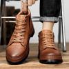 2025 High-top First-layer Cowhide Retro Men's Martin Boots British Style Mid-top Handmade Trendy Shoes High-top Martin Boots Men