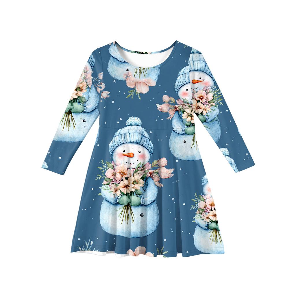 Girls' Princess Dress - Long Sleeve A-Line T-Shirt Dress Christmas Day