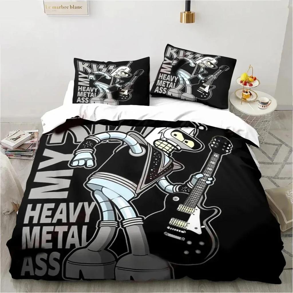 Cartoon Futuramas Bender Bedding Set Duvet Cover Bed Set Quilt Cover Pillowcase Comforter King Queen Size Boys Adult Bedding Set