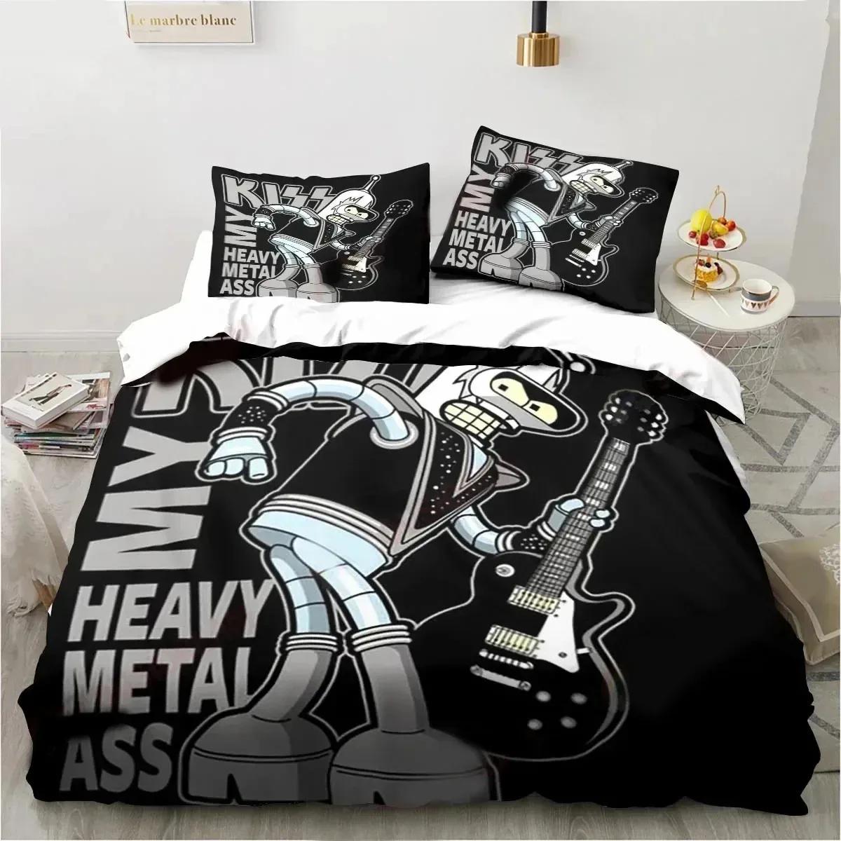 

Cartoon Futuramas Bender Bedding Set Duvet Cover Bed Set Quilt Cover Pillowcase Comforter King Queen Size Boys Adult Bedding Set EU single(135x200cm)