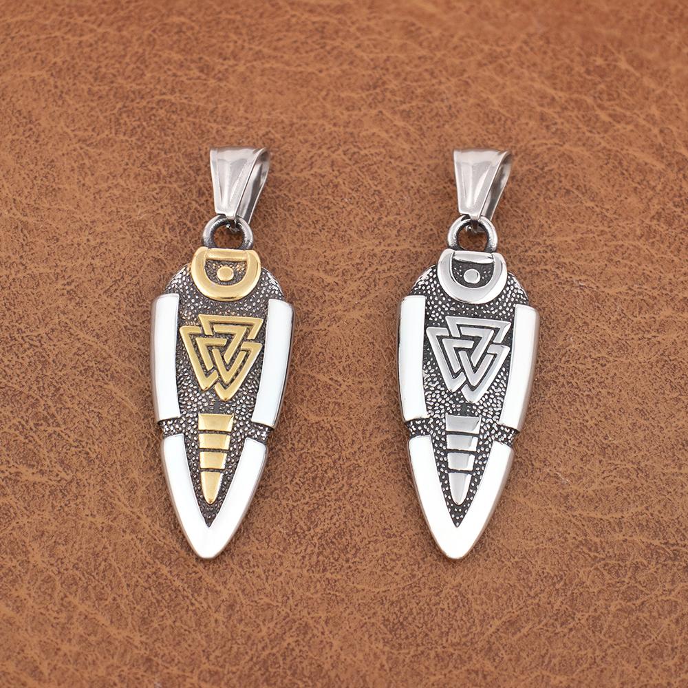 Vintage Stil Nordisch Odin Speer Anhänger Trendig Edelstahl Gungnir Pfeilspitze Halskette Herren Wikinger Rune Valknut Amulett Schmuck