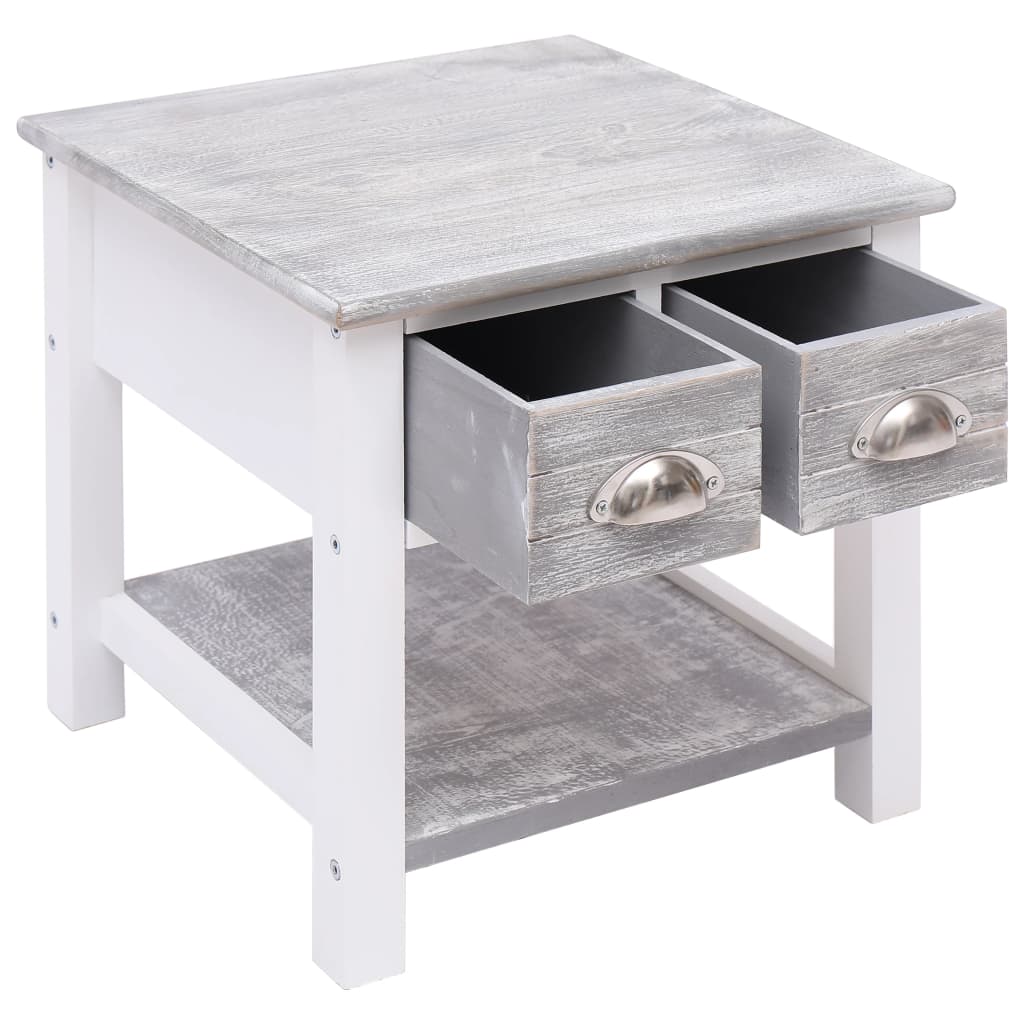 Side Table Gray 40 x 40 x 40 cm Paulownia Wood