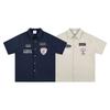 2025 Summer New Ami Kaji American College Style Tooling Shirt Locomotive Suit Badge Cloth Embroidery Shirt