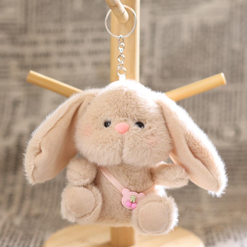 Cute Bunny Keychain Cartoon Little Rabbit Stuffed Doll Keyring Soft Plush Toy Key Holder Bag Pendant Backpack Hanging Decoration
