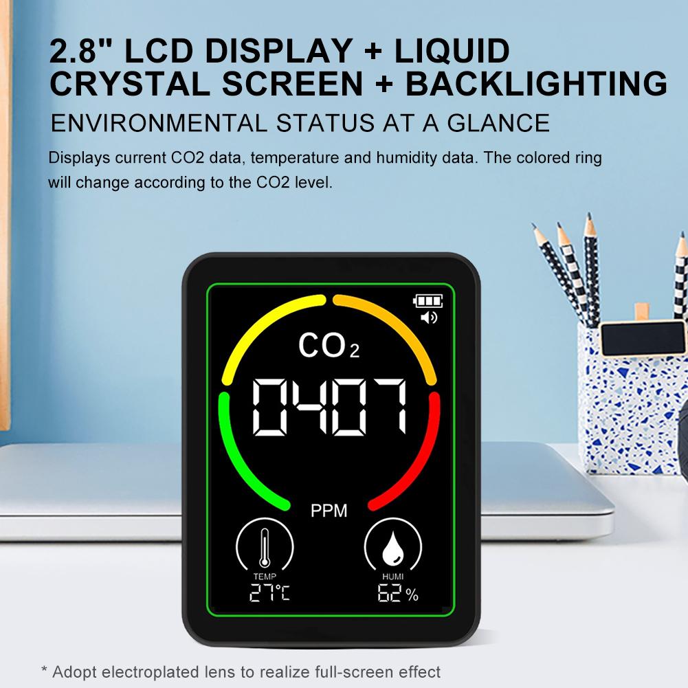 3 In 1 TVOC Detector LED Digital Display Temperature Humidity Monitor Backlit Greenhouse Gas Monitor for Agricultural Production