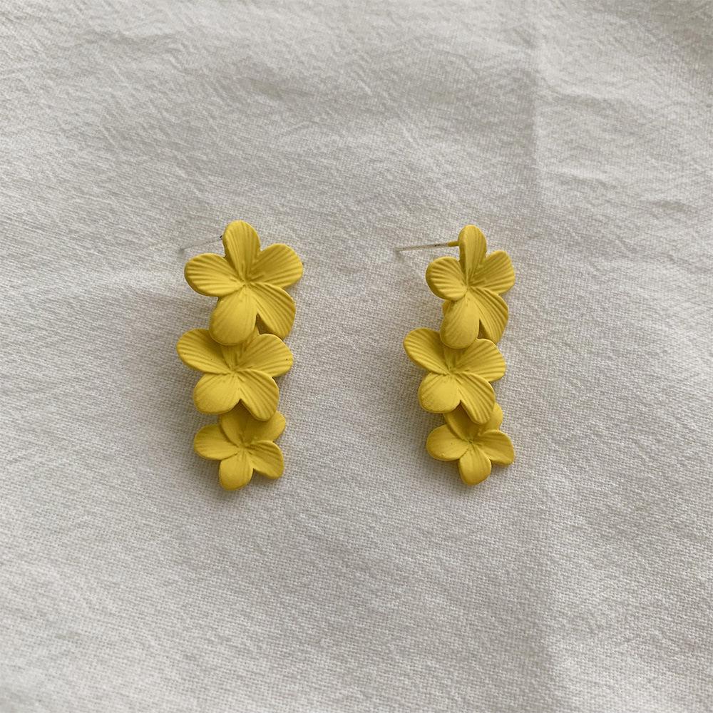 Women's 925 Silver Korean Dongdaemun Petal Dangle Earrings - Summer Flower Design, Trendy & Versatile Stud Earrings