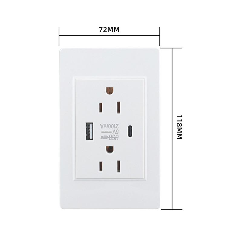 5V 2.1A Usb Type-C Charger Thailand Standard 118Mm Household Panel Thai Universal Wall Switch Power Switch Socket Series