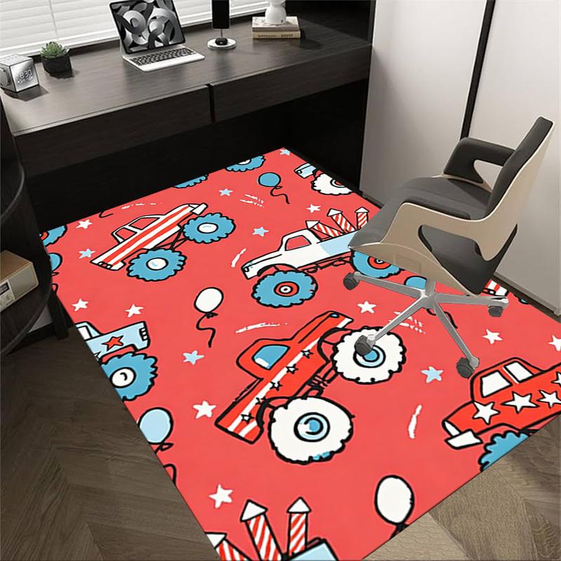 

1PC monster trucks balloons Non-Slip Floor Carpet Compatible for Office&Living Room&Bedroom&Dining room - Flat-Weave Machine-O318 60cm by 90cm