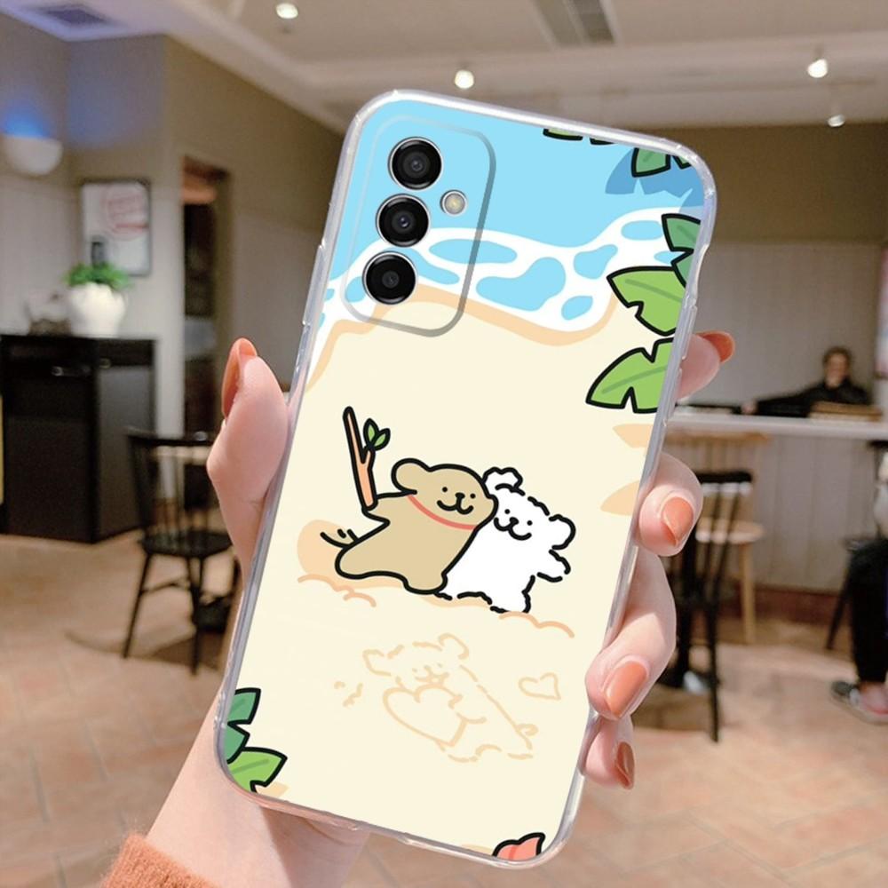 Korea line puppy Maltese Phone Case Silicone For Samsung S30,S23,21,22,20 Ultra,S20 FE lite,S10,9,PIus Note20ultra Cover Clear