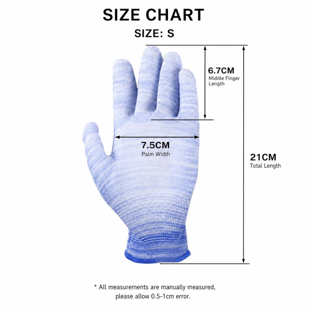 6pairs Coated Finger Anti-Static Gloves Antiskid Dust-Free ESD Safety Gloves Electronic Working Protection Gloves