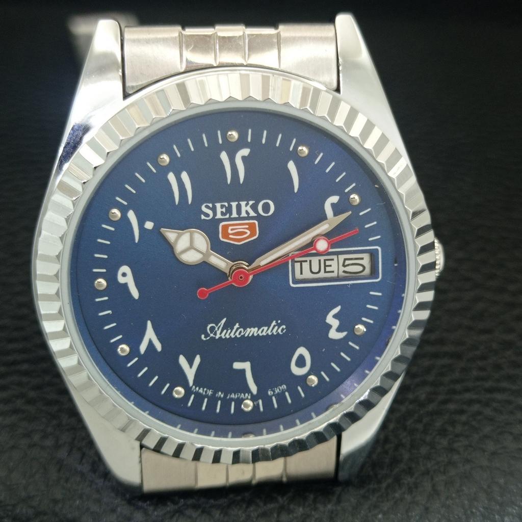 VINTAGE REFURBISHED SEIKO 5 AUTOMATIC 6309A JAPAN MENS BLUE DIAL WATCH a442464-1