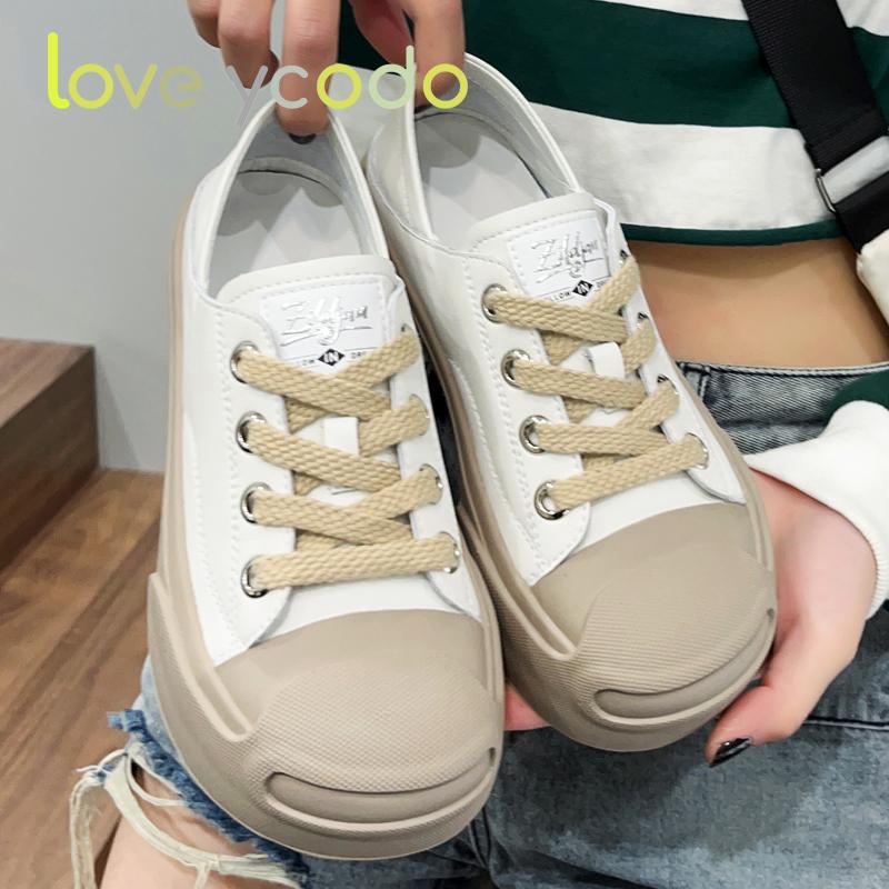 Vår och höst Flickor Studenter och Kvinnor Naturläder Tofflor och Low Top Casual Shoes