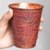 Taza de Café Americana de Cobre Puro Vintage, Taza para Beber Cerveza Bebida al Aire Libre con Textura de Forma de Jeans Grabada, Taza de Té de Pared Recta