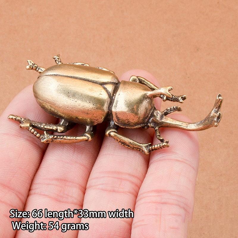 3 Style Available Beetles Miniature Figurine Small Desk Decoration Vintage Copper Insect Tea Pets Ornament Home Decor Accessory