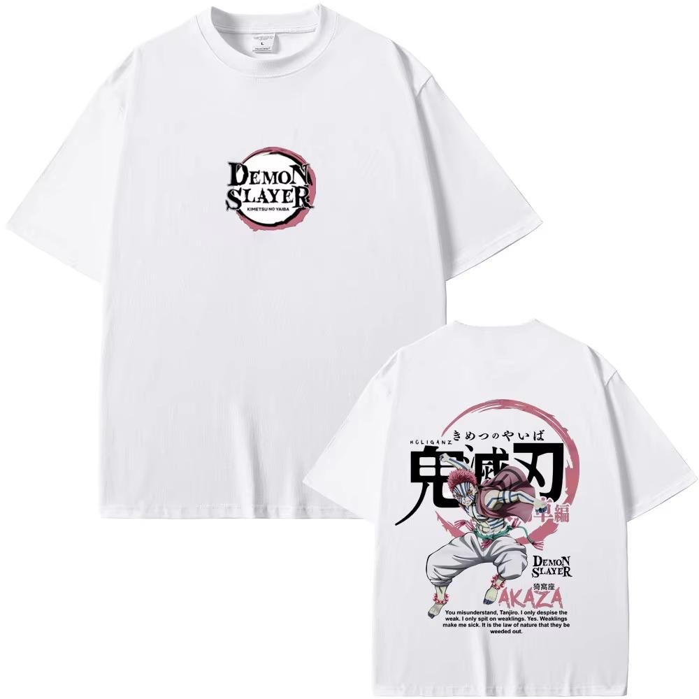 Anime Demon Slayer Akaza Tričko Léto Pánské Dámské Ležérní Nadměrné Krátký Rukáv Pánská Móda Hip Hop Tričko Pánské Vintage Trička