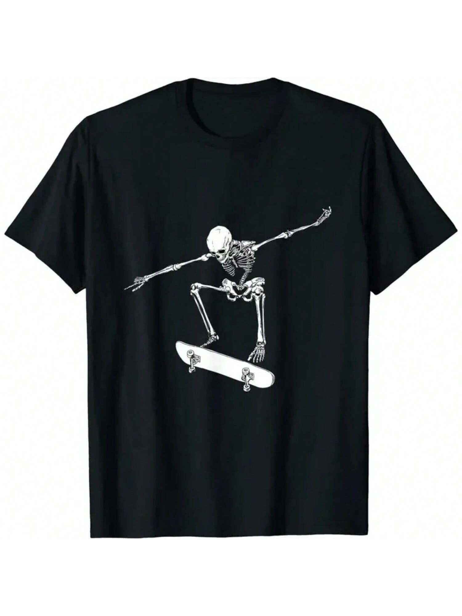 Halloween Skateboard Shirt Boy Skateboarding unisex Skeleton T-Shirt S разноцветный