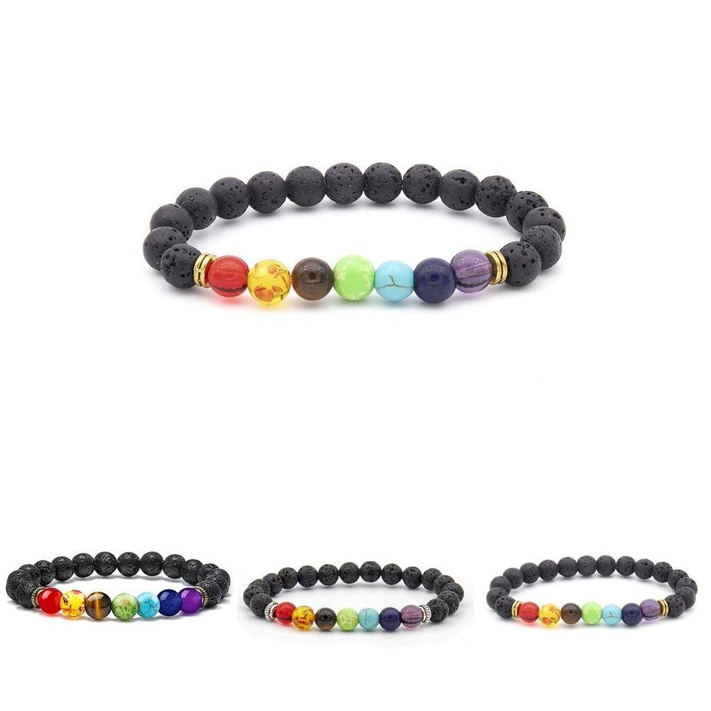 Armband aus natürlichem Vulkangestein, bunte Energieperlen, Großhandel, Modeschmuck für Männer und Frauen