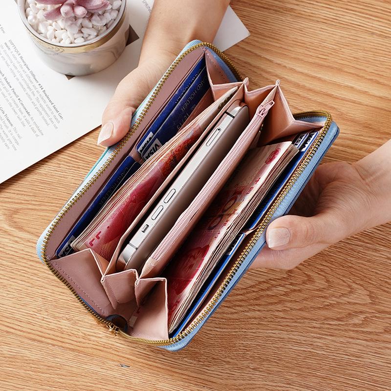 Damen Lange Geldbörse Clutch: Geldbörse im japanischen und koreanischen Stil, Kartenhalter, vielseitige Modetasche