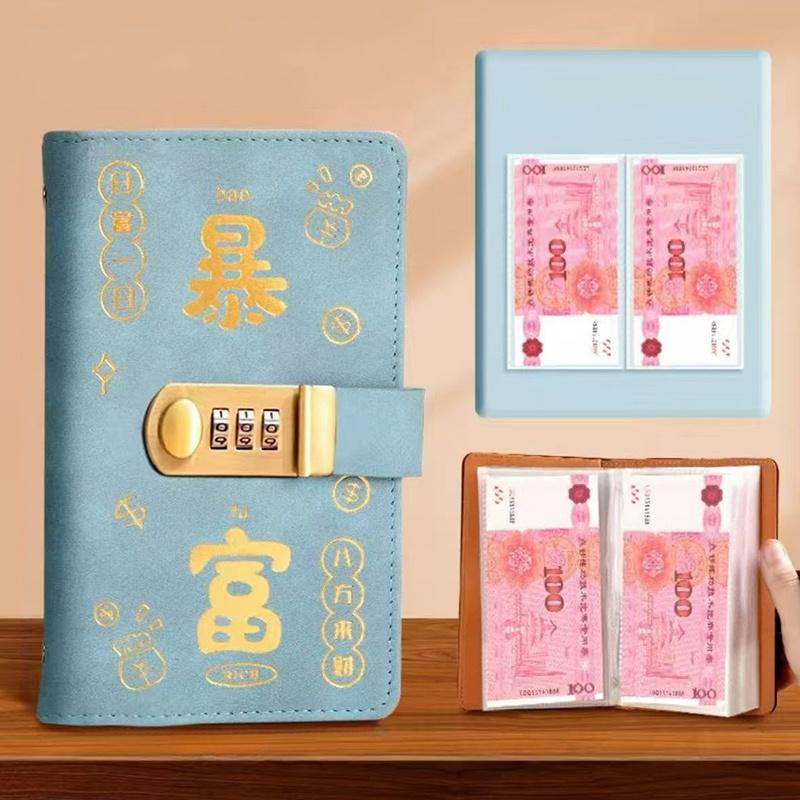 New Password Cash Storage Book Large Capacity 10000 Yuan Money Organizer New Style Bill Record Keeper Saving Folder Savings Book