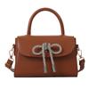 Handmade bow 2025 simple autumn new fashion solid color retro portable shoulder crossbody small square bag women