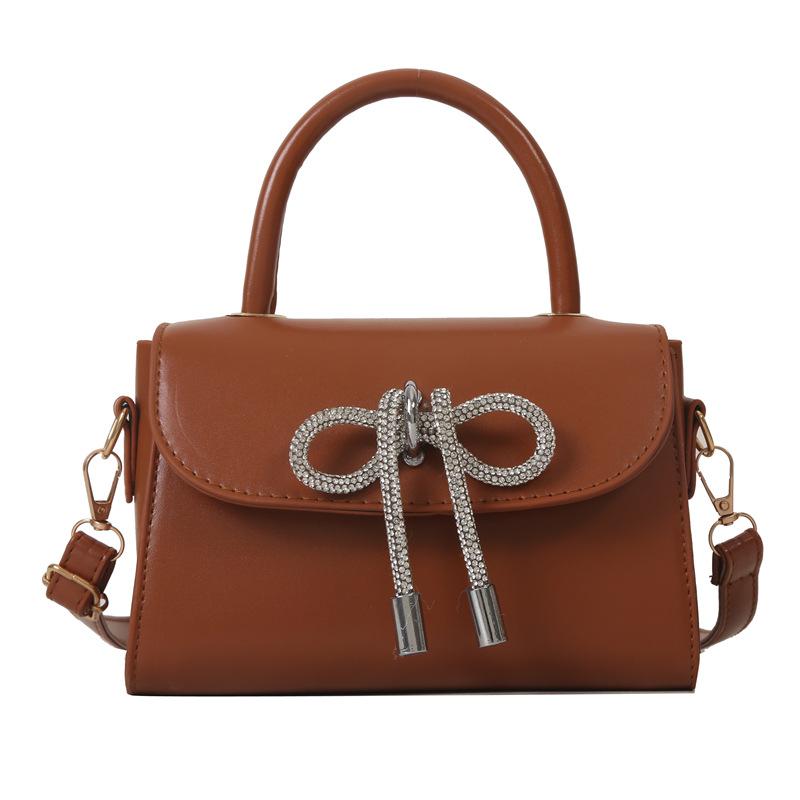 Handgefertigte Schleife 2025 schlicht herbstlich neue Mode einfarbig retro tragbare Schulter Umhänge kleine quadratische Tasche Damen