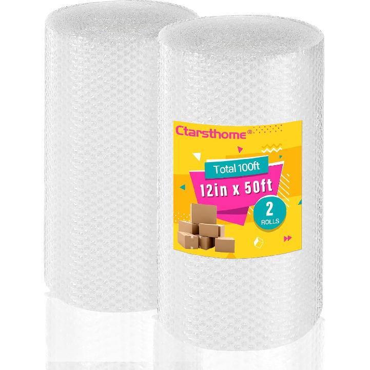 2 Pack-12 inchx100ft Total Small Bubble Cushioning Wrap Bubble Wrap for Extra Protection Packaging Mailers, Nylon Wrap Rolls Moving Cushioning