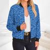 Women's Stylish Long Sleeve Leopard Print Zip-Up Round Neck Jacket for Everyday Wear