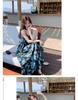 Blue Floral Strappy Chiffon Dress - Women's 2026 Summer Elegant Beach Style