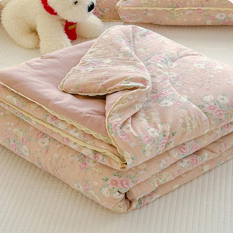 New Sweet Printed Air-Condition Blanket Soft Skin-Friendly Quilted Quilt Breathable Cooling Summer Comforter Queen King Beds
