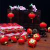 Small Red Wedding Lanterns: Flocked Round Lanterns for New Year, Hanging Ornaments, Bonsai & Balcony Decor Strings