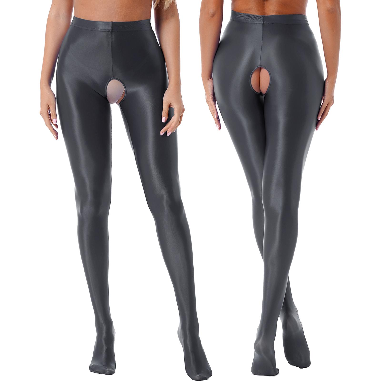 

Sexy Glossy Sheer Tights for Women M-XXL: Crotchless High Waist with Comfortable Elastic Band, Evening & Intimate Wear XXL темно-сірий колір
