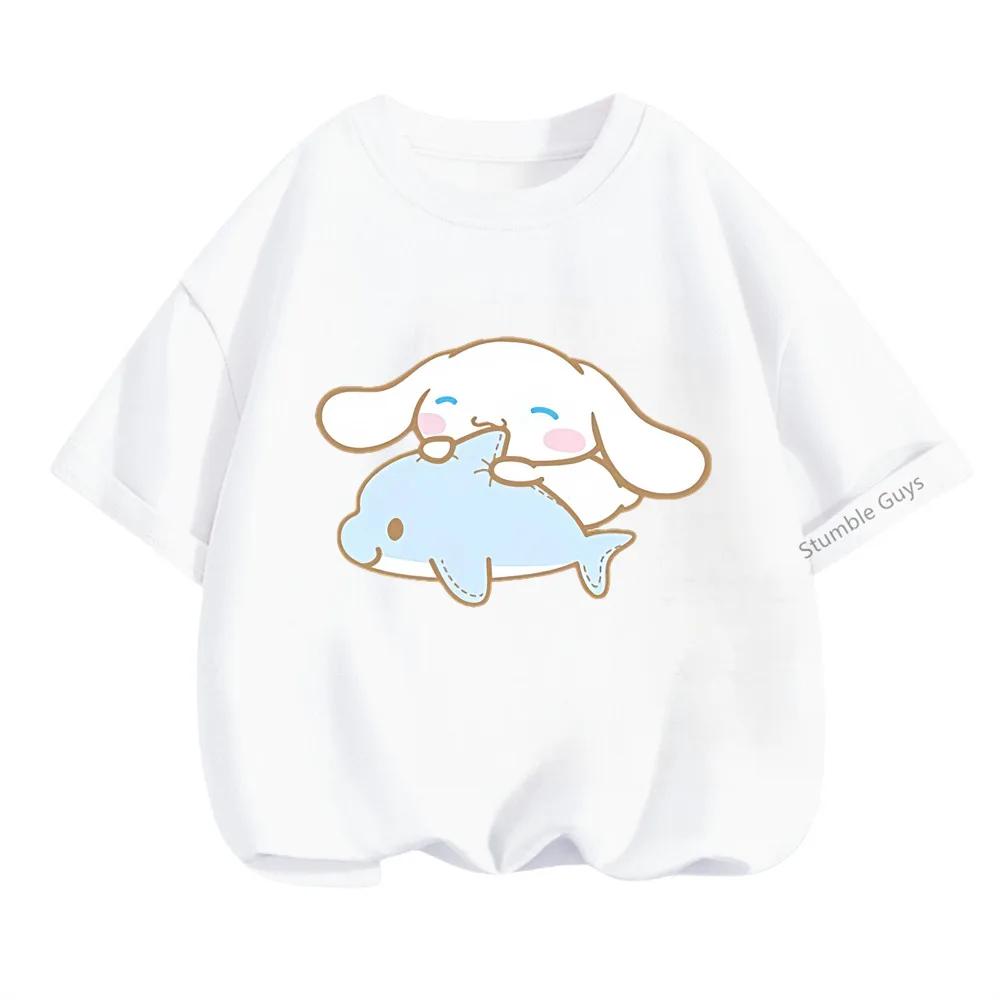 Summer Fashion Sanrio Trendy Short Sleeve Top Children s Casual Cinnamoroll Printed T-Shirt 100
