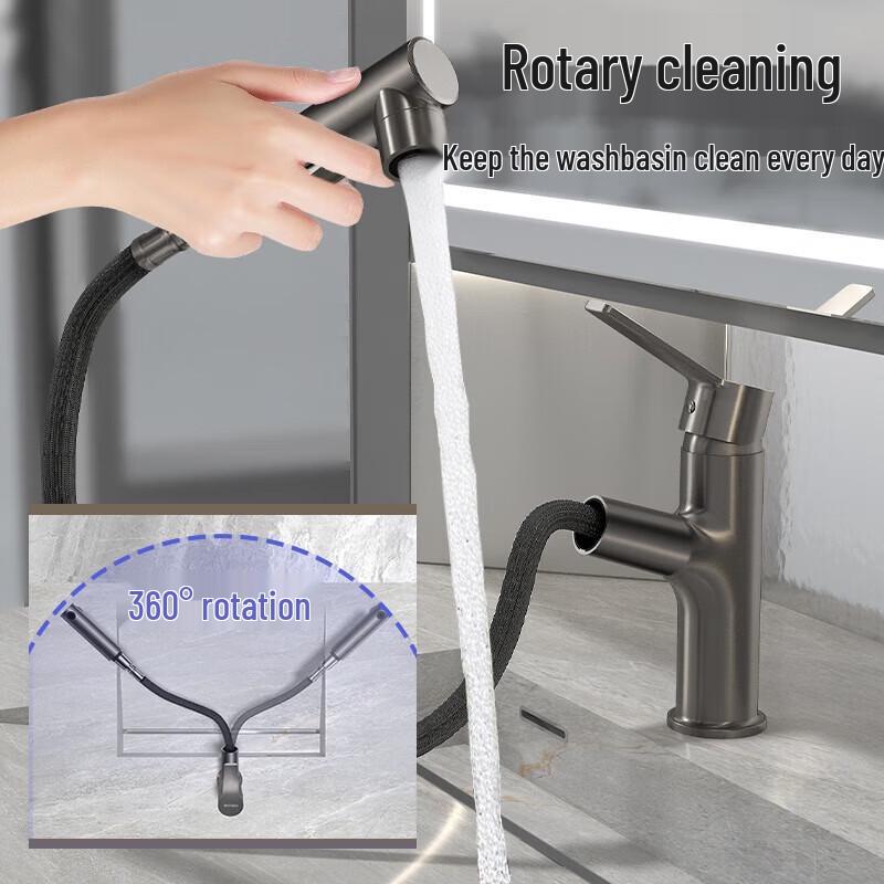 Siji Muge Gunmetal Grey Pull-out Basin Faucet