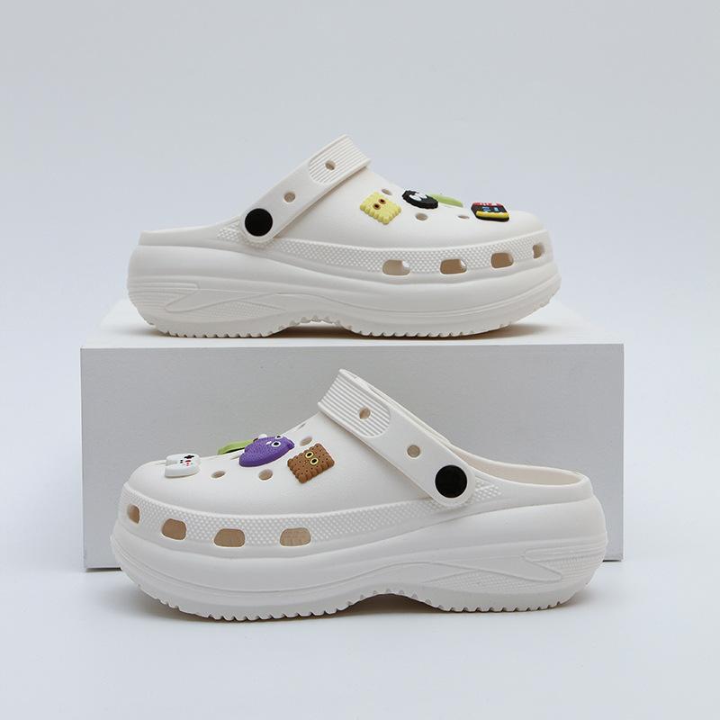 Thick-soled hole shoes women's  new summer wear height-increasing sandals seaside beach bag head half slippers women