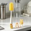 Reusable Cleaning Utensil 5 in 1 Silicone Cup Brush with Long Handle Multifunctional Deep Container Brush Non-slip Cleaner for Baby Bottles