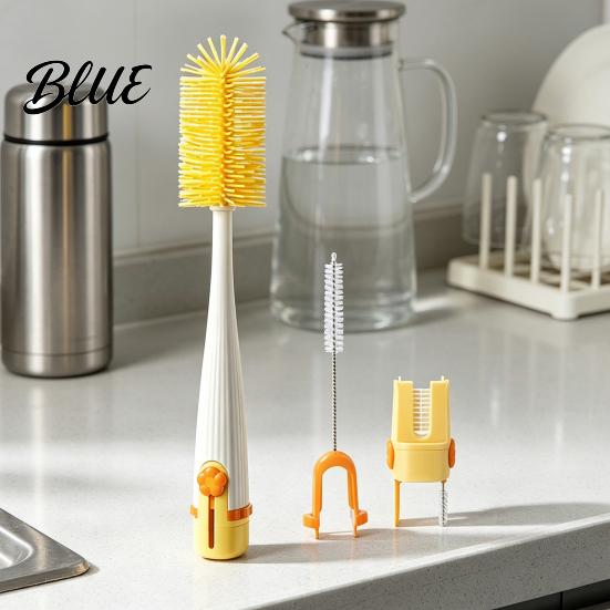 Reusable Cleaning Utensil 5 in 1 Silicone Cup Brush with Long Handle Multifunctional Deep Container Brush Non-slip Cleaner for Baby Bottles