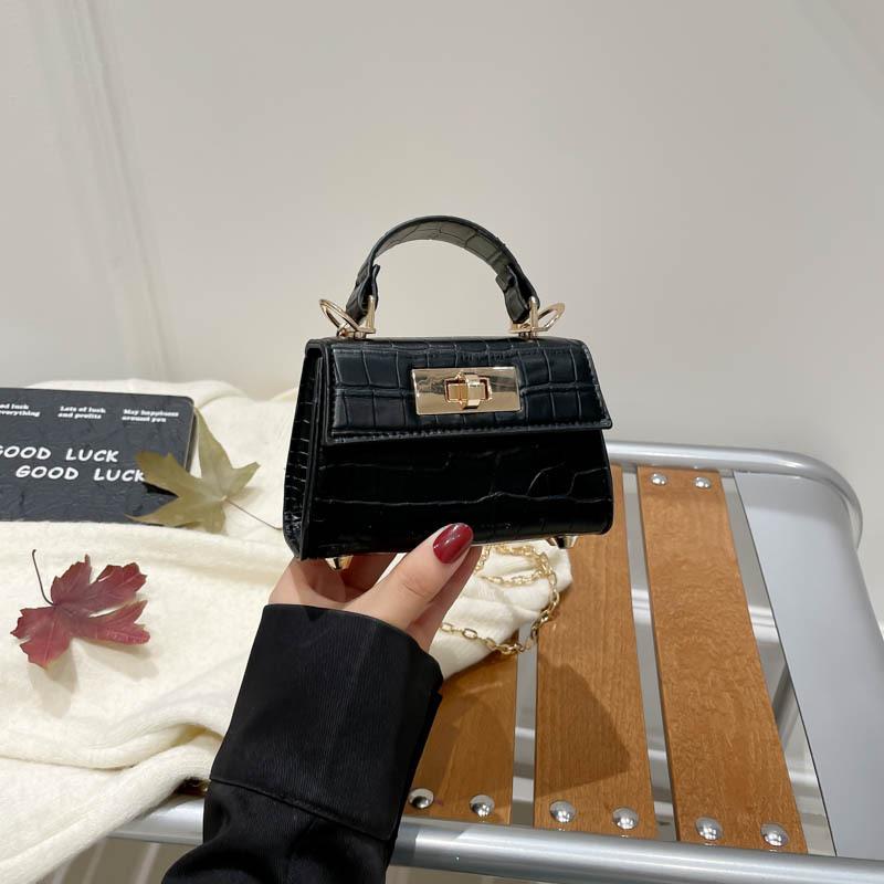 Solid color texture stone pattern fashionable new retro temperament simple summer casual shoulder portable small square bag