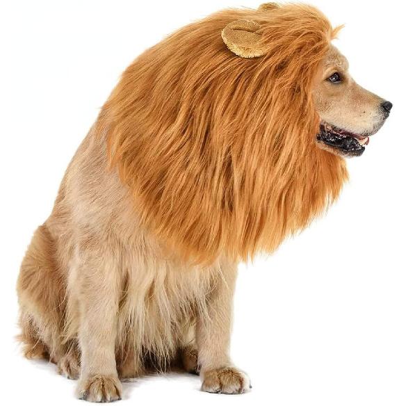 Lion Mane for Dog Costumes Realistic Funny Lion Wig for Medium Large Sized Dogs Halloween Pet Costume (Large, Light Brown)