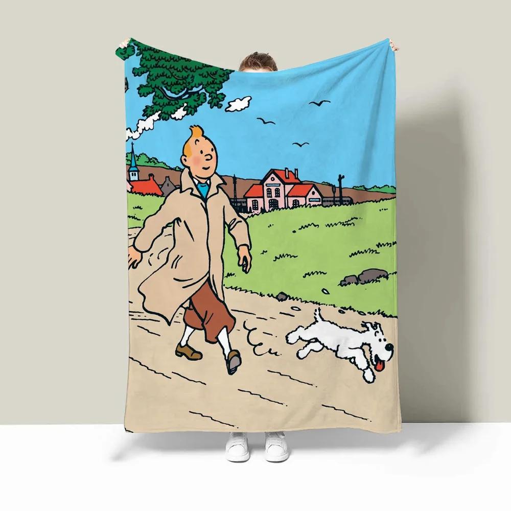 Tintins Kapuzendecke für Sofas, individuelle Decken, Charaktere, flauschig, kariert, Luxusbettwäsche, Bettüberwurf, Strandtuch, Heim und Dekoration