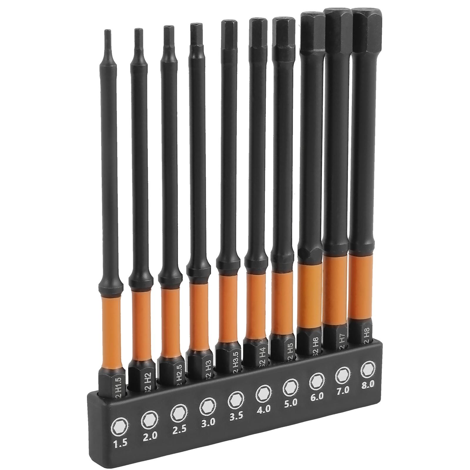 

10/20Pcs Impact Hex Bit Set Metric and SAE S2 Alloy Steel Allen Wrench Drill Bit with Magnetic Tips 1/4in Screw Driver Drill Bit