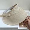 Summer sunscreen hat outdoor travel straw woven big eaves sun hat women's fashion bow empty top sun hat